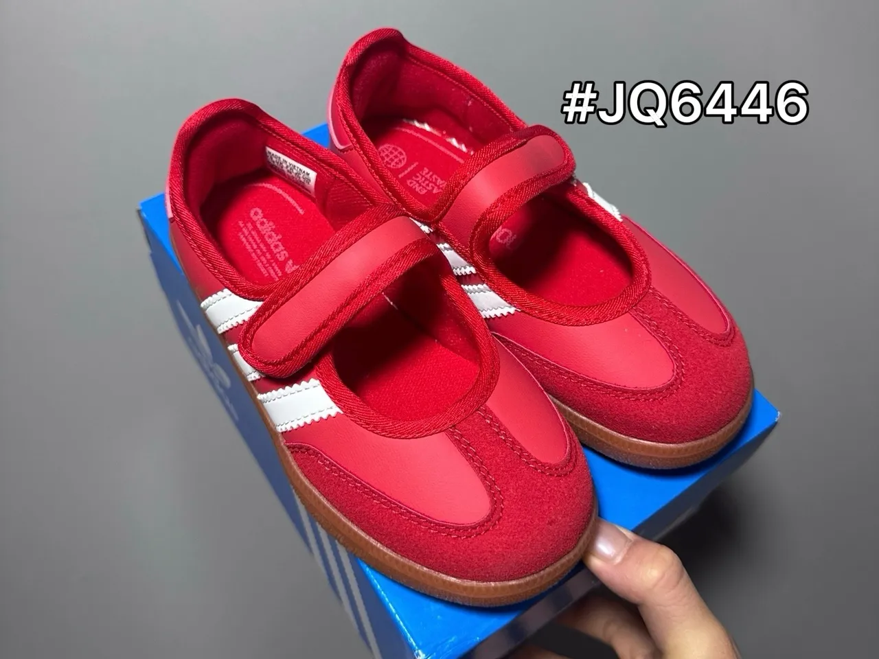 Adidas Samba Vermelho Branco Tira Fixa Solado de Goma Sapatos Mary Jane 3