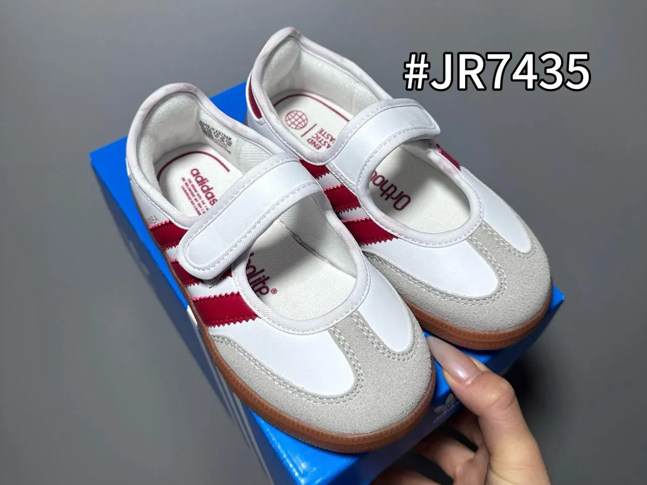 Adidas Samba Vermelho Branco Tira Fixa Solado de Goma Sapatos Mary Jane 12