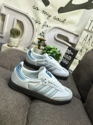 Adidas Samba White and Light Blue Lifestyle Sneakers 9