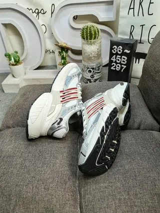 Adidas Silver Black Sole Layered Synthetic Cage Chunky Sneakers 6