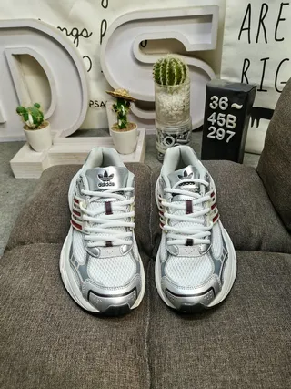 Adidas Silver Black Sole Layered Synthetic Cage Chunky Sneakers 10