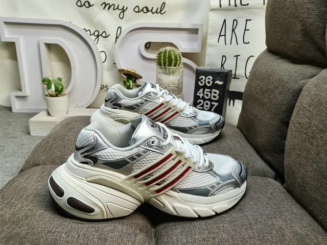 Adidas Silver Black Sole Layered Synthetic Cage Chunky Sneakers 11