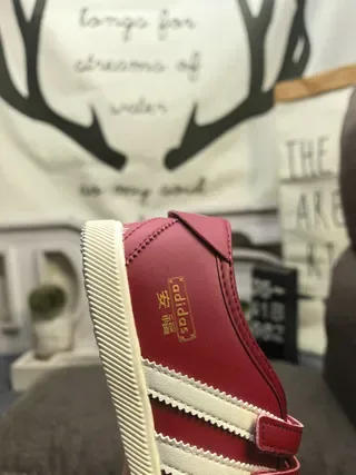 Adidas Spezial Red White Velcro Strap Closure Three-Stripe Side Panel Lifestyle Sneakers 3
