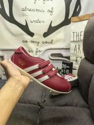 Adidas Spezial Red White Velcro Strap Closure Three-Stripe Side Panel Lifestyle Sneakers 5