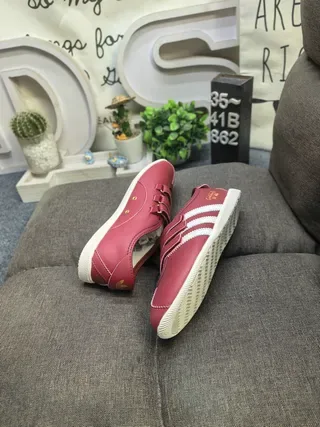 Adidas Spezial Red White Velcro Strap Closure Three-Stripe Side Panel Lifestyle Sneakers 6