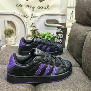 Adidas Superstar أحذية رياضية أسود و بنفسجي للأسلوب الحياتي