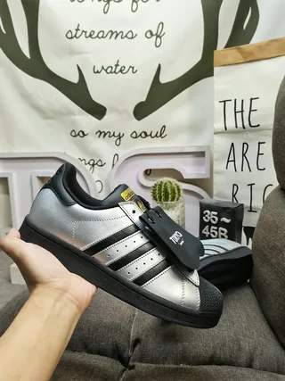 Adidas Superstar Metallic Silver Black Lifestyle Sneakers 5