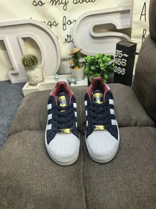 Adidas Superstar Navy Pink Shell-Toe Three-Stripe Side Panel Lifestyle Sneakers 10