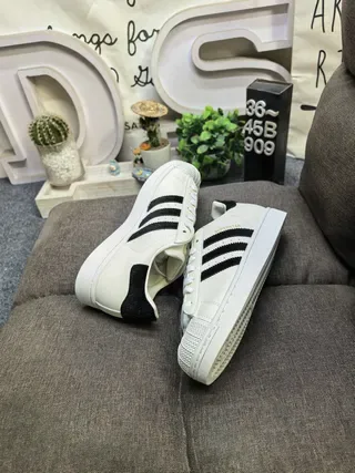 Adidas Superstar Off-White and Black Lifestyle Sneakers 6