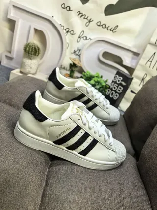 Adidas Superstar Off-White and Black Lifestyle Sneakers 9