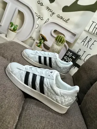 Adidas Superstar Quilted White Black Lifestyle Sneakers 7
