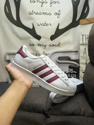 Adidas Superstar Chaussures Lifestyle Blanches et Bordeaux 5