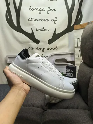 Adidas White Black Low-Top Perforated Leather Lifestyle Sneakers 5