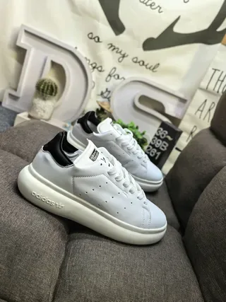 Adidas White Black Low-Top Perforated Leather Lifestyle Sneakers 9