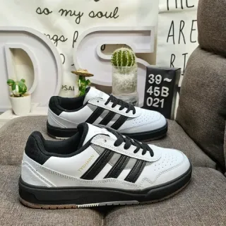 Adidas أبيض أسود منخفض التوب مثقوب أصابع القدم أحذية أسلوب حياة