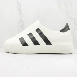 Adidas White Black Ribbed Monochrome Upper Slip-On Silhouette Sneakers