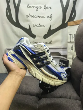Adidas White Blue Midsole Asymmetrical Cage Overlay Chunky Sneakers 5