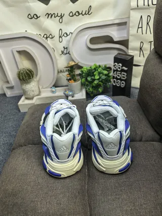 Adidas White Blue Midsole Asymmetrical Cage Overlay Chunky Sneakers 8