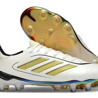Adidas Botines low-cut blanco oro con tiras metálicas para terreno firme