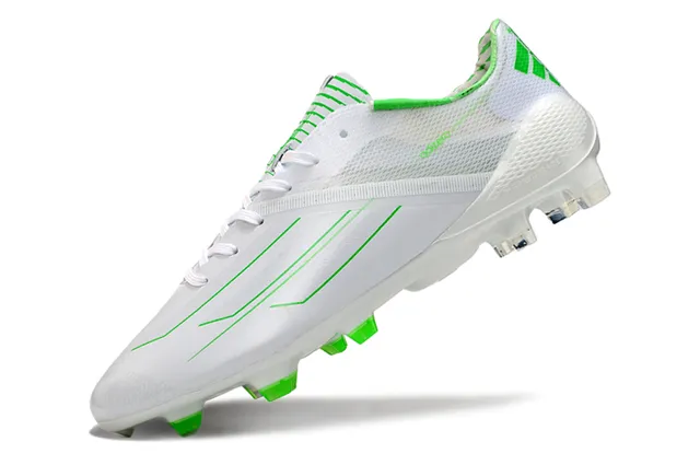 Adidas White Green Low-Cut Engineered Mesh Upper Firm-Ground Soccer Shoes 3
