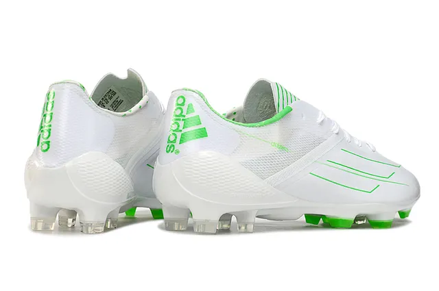 Adidas White Green Low-Cut Engineered Mesh Upper Firm-Ground Soccer Shoes 5