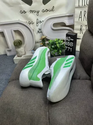 Adidas Zapatillas Lifestyle de Upper de Tejido Blanco y Verde, Bajo 6
