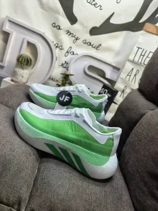 Adidas Zapatillas Lifestyle de Upper de Tejido Blanco y Verde, Bajo 7
