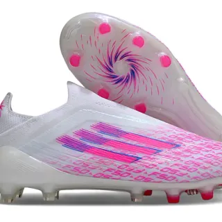 Adidas White Pink Low-Cut Sock-Fit Upper Transparent Outsole Firm-Ground Soccer Shoes