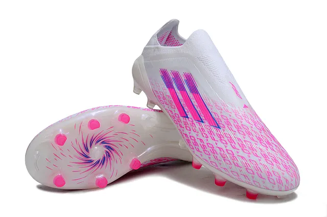 Adidas Branco Rosa Baixo Ajuste Meia Upper Transparente Sola Transparente Campo Firme Sapatos de Futebol 4