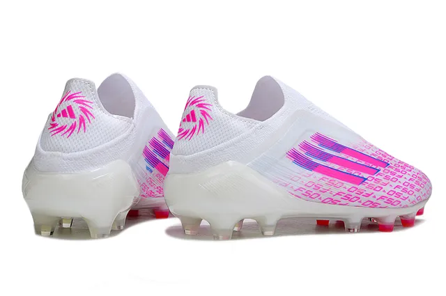Adidas Branco Rosa Baixo Ajuste Meia Upper Transparente Sola Transparente Campo Firme Sapatos de Futebol 5