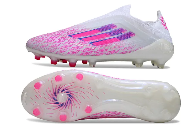 Adidas Branco Rosa Baixo Ajuste Meia Upper Transparente Sola Transparente Campo Firme Sapatos de Futebol 6