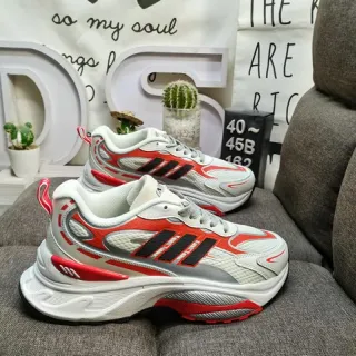 Adidas 白红 平台鞋底 分层合成叠加 厚底运动鞋