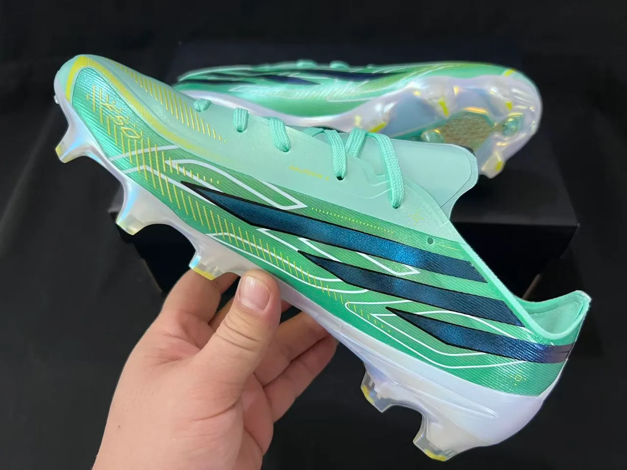 Adidas X Speedflow verde menta iridescente três listras solo firme sapatos de futebol 4