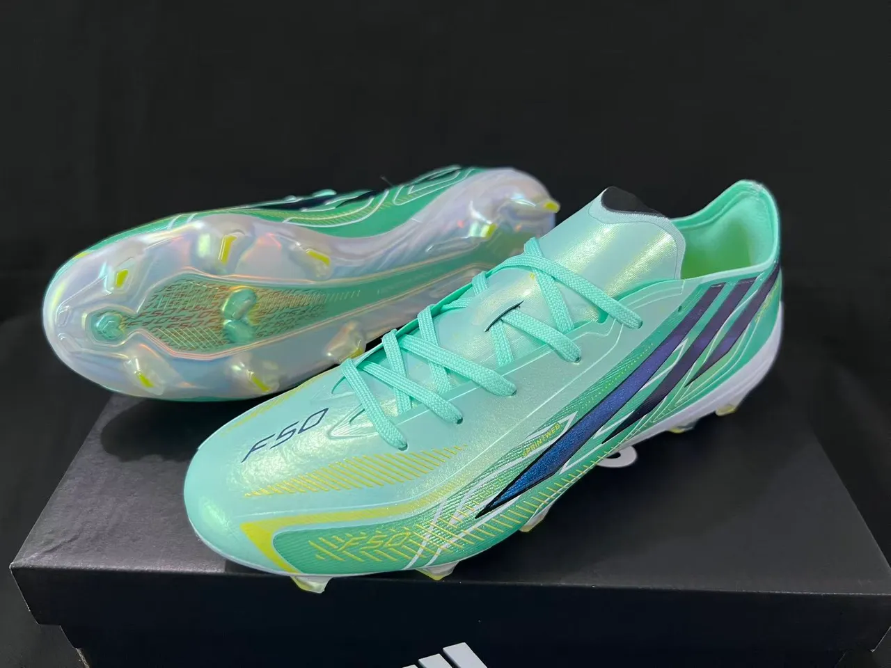 Adidas X Speedflow verde menta iridescente três listras solo firme sapatos de futebol 9