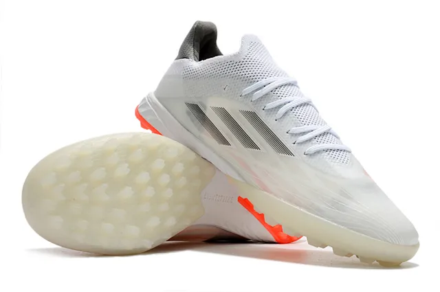 Adidas X Speedflow Sapatos de futebol de grama artificial branco cinza laranja 4