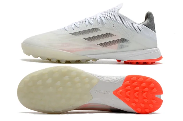 Adidas X Speedflow Sapatos de futebol de grama artificial branco cinza laranja 6
