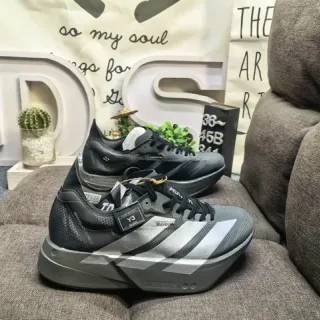 Adidas Y-3 أسود فضي midsole منحوت شبكة-صناعي هجين علوي أسلوب حياة sneakers