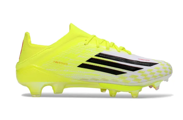 Adidas Jaune Noir Néon Tissu Synthétique Supérieur Panneau Milieu Pied à Carreaux Chaussures de Football pour Terrain Ferme 7