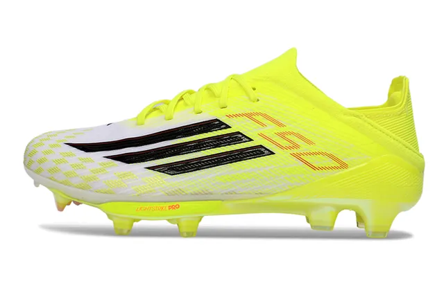 Adidas Jaune Noir Néon Tissu Synthétique Supérieur Panneau Milieu Pied à Carreaux Chaussures de Football pour Terrain Ferme 8