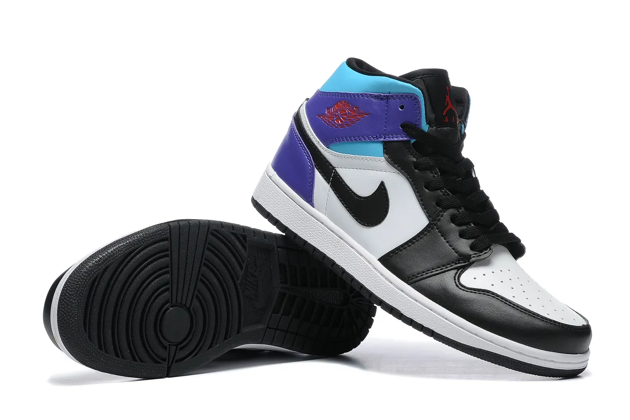 Air Jordan 1 High काली सफेद बैंगनी नीली बास्केटबॉल जूते 2