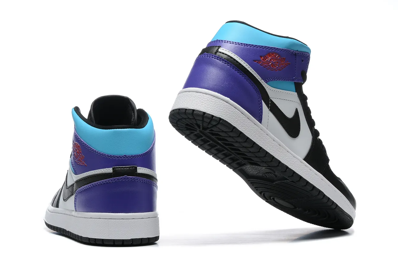 Air Jordan 1 High काली सफेद बैंगनी नीली बास्केटबॉल जूते 3