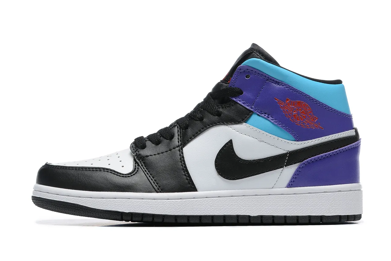 Air Jordan 1 High काली सफेद बैंगनी नीली बास्केटबॉल जूते 5