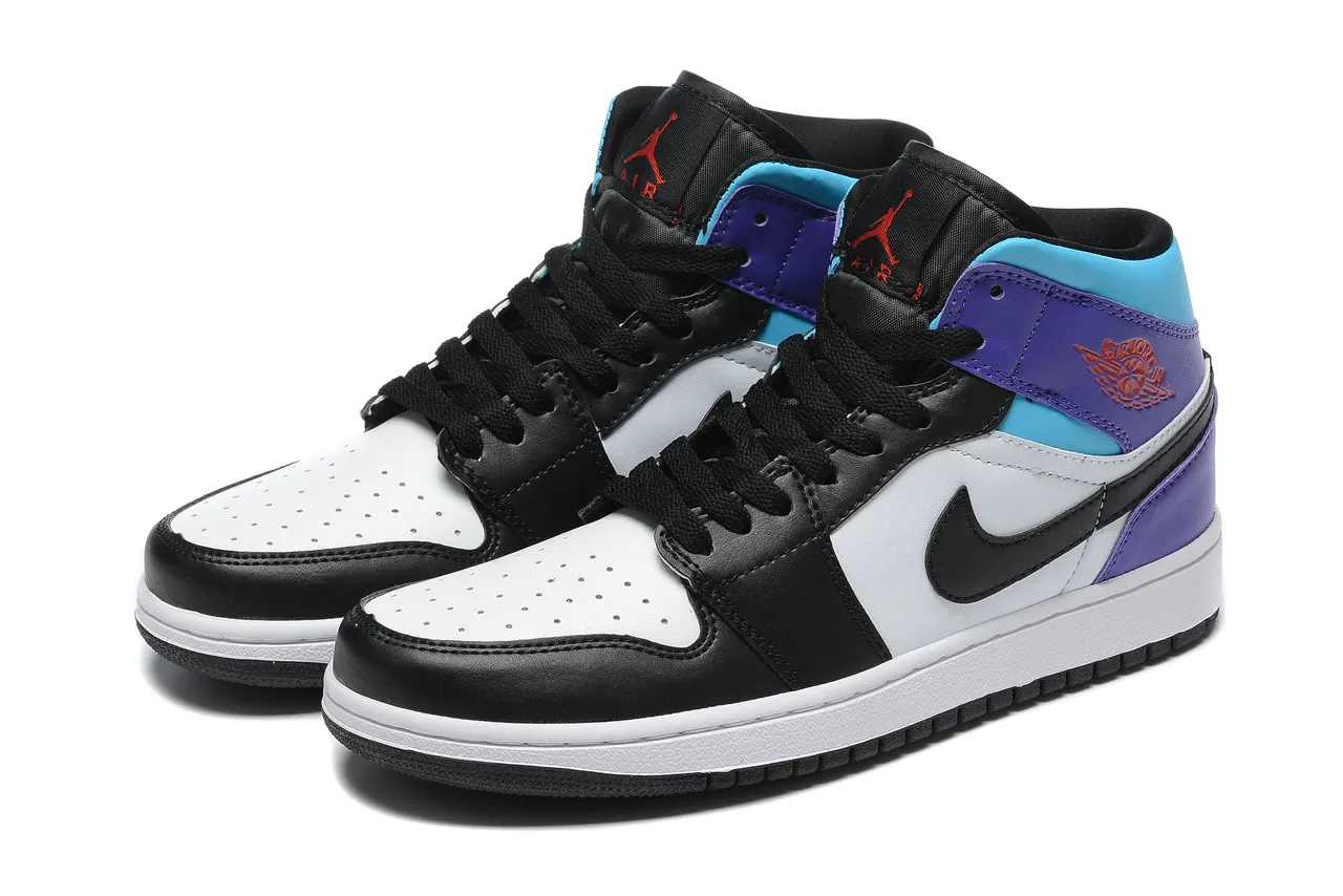 Air Jordan 1 High काली सफेद बैंगनी नीली बास्केटबॉल जूते 6