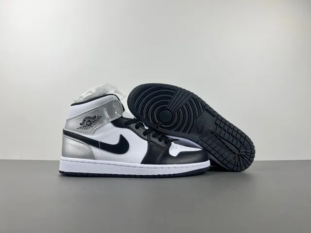 Air Jordan 1 High Plata metálica Negro Blanco zapatillas de baloncesto 12