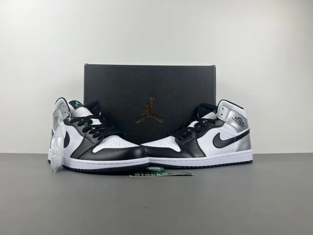 Air Jordan 1 High Plata metálica Negro Blanco zapatillas de baloncesto 13