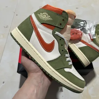 Air Jordan 1 High zapatillas de baloncesto verde oliva blanco naranja