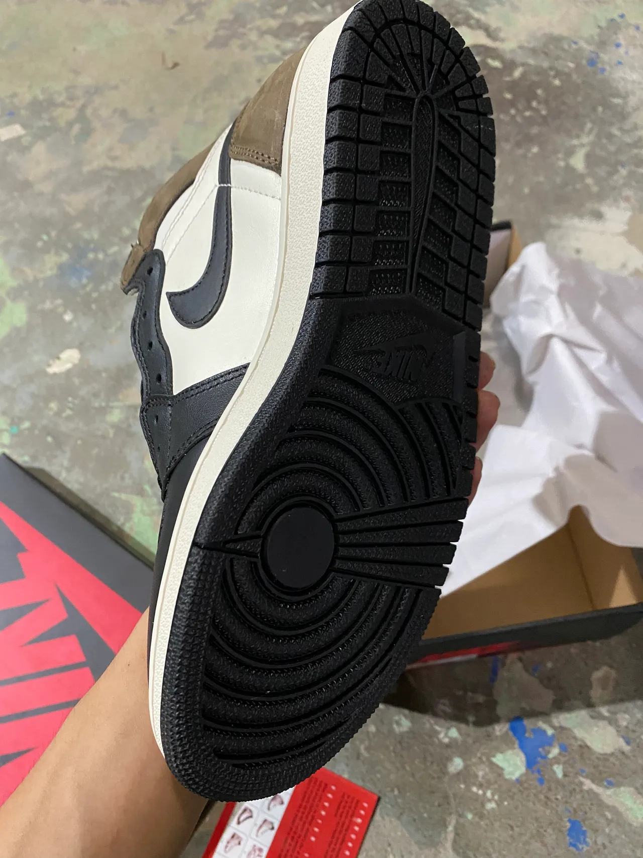 Air Jordan 1 de Alto Oliva Marrón Blanco Negro Zapatillas de Baloncesto 5