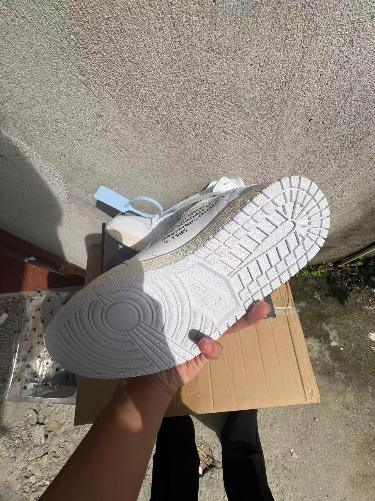 Zapatillas de baloncesto Air Jordan 1 Off-White x brida industrial blanca 7
