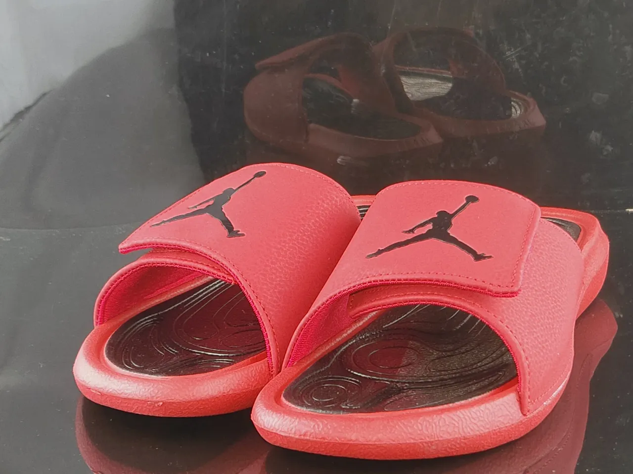 Air Jordan 1 Slide Red Black Slippers 2