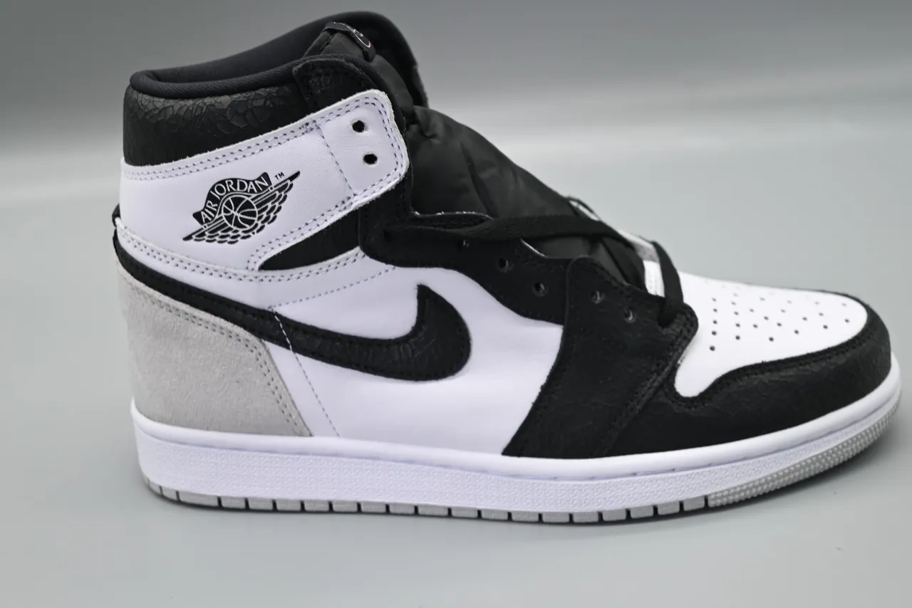 Air Jordan 1 सफेद काला हाई-टॉप लेदर-स्वेड मिक्स बास्केटबॉल जूते 8